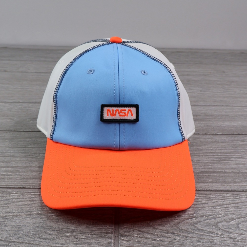 American Needle NASA Worm Logo Hat Men's Blue Orange Adjustable Cap - Picture 2 of 8